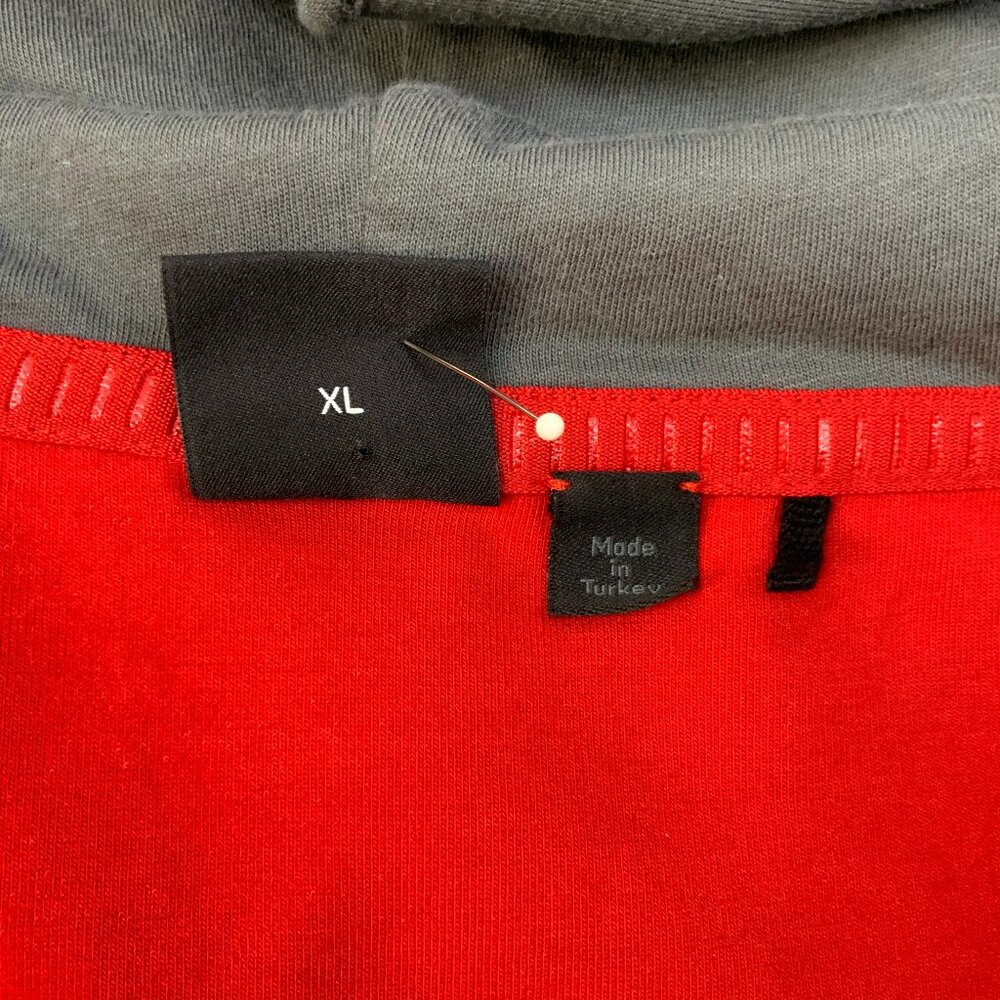 New Hugo Boss Red Hoodie With Gray Hood "BOSS" Logo Sz XL - Picture 9 of 16